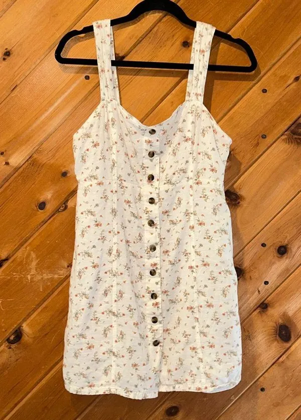 American Eagle floral button up linen blend dress - Image 2