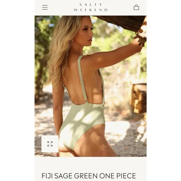 Salty Weekend Fiji Sage Green One Piece Swimsuit Size Large - Image 3