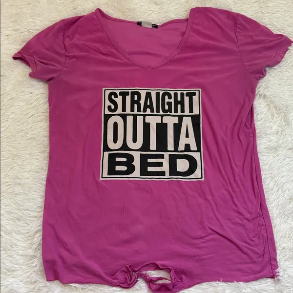 Charlotte Russe Women’s Pink 'Straight Outta Bed' Sleep Tee and Pant Set - Image 2
