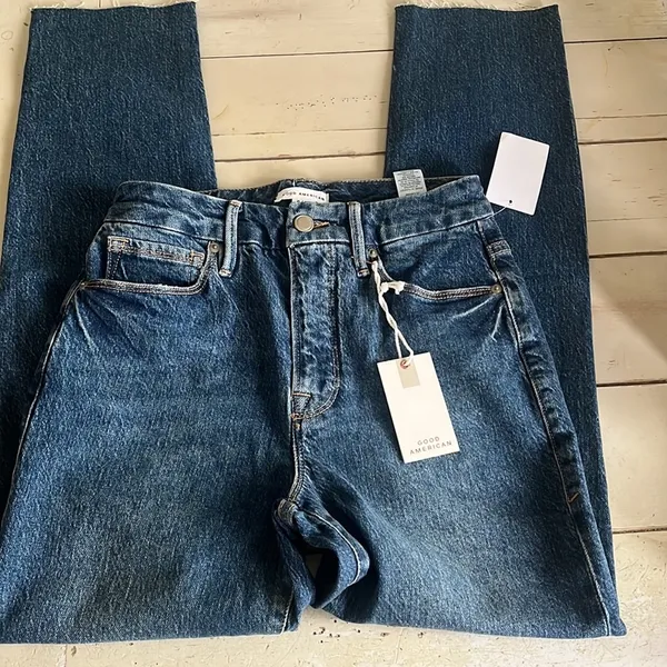 Good American Denim Jeans 2/26 Good Classic Raw Hem High Rise Skinny’sh Inseam28 - Image 2