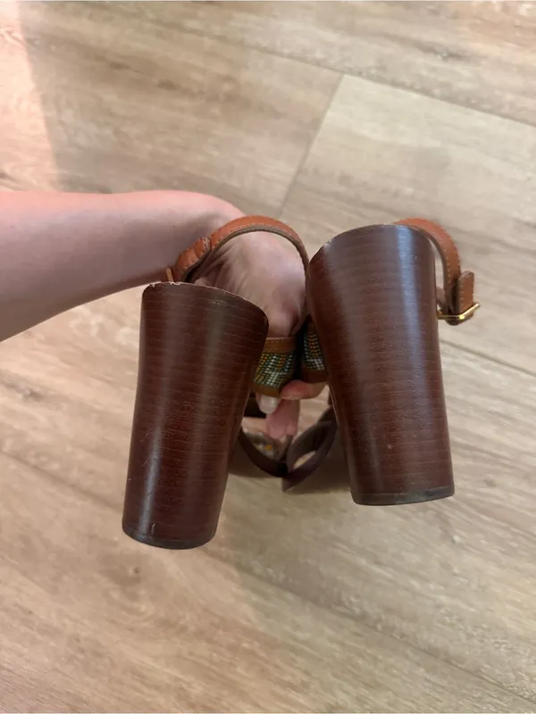 Tory Burch Florian Aztec Block Heel Sandal Size 8 - Image 5
