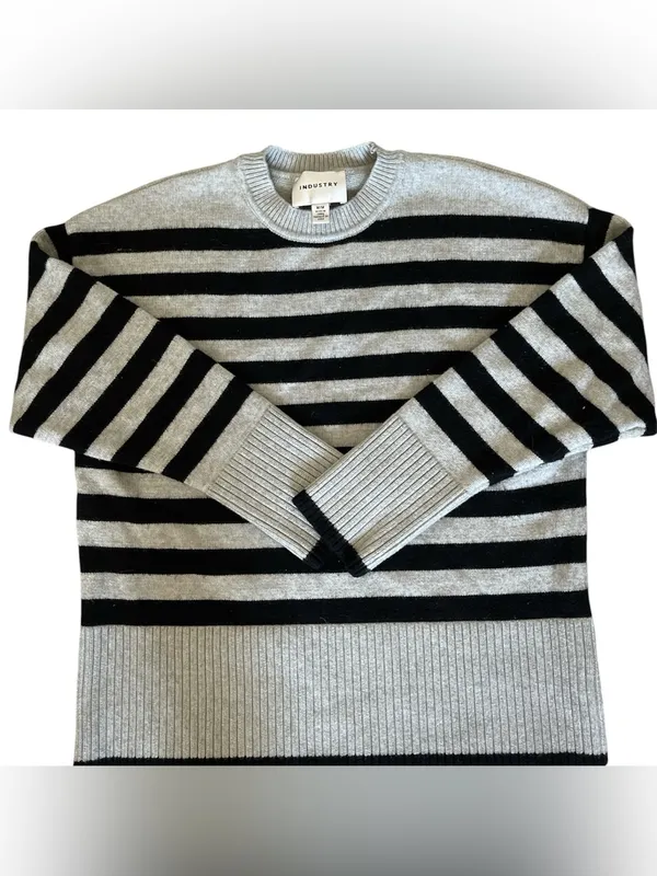 Industry Republic Clothing Brown Striped Sweater Medium - Image 2