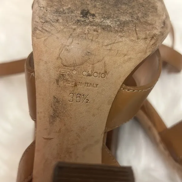 Club Monaco tan leather‎ wrap heels Size6.5 A21 - Image 11