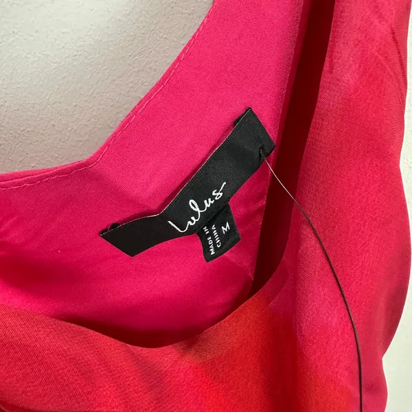 Lulus Pretty Serene Pink Floral One-Shoulder Asymmetrical Midi Dress Medium NWT - Image 7