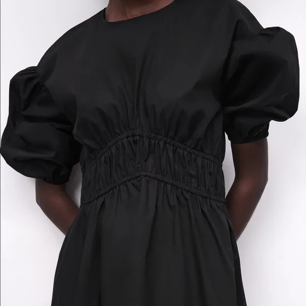 Zara Mini DRESS W/ MATCHING LACE TRIM BALOON SLEEVES Black Size XS NEW - Image 5