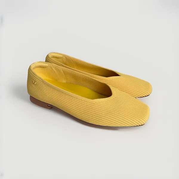 VIVAIA Margot 2.0 Women's US 8 EU 39 Yellow Knit Square Toe Ballet Flats - Image 2
