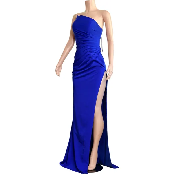 JOVANI Asymmetric Strapless Neck Gown 26166, Royal Blue, 4 (US) - Image 8
