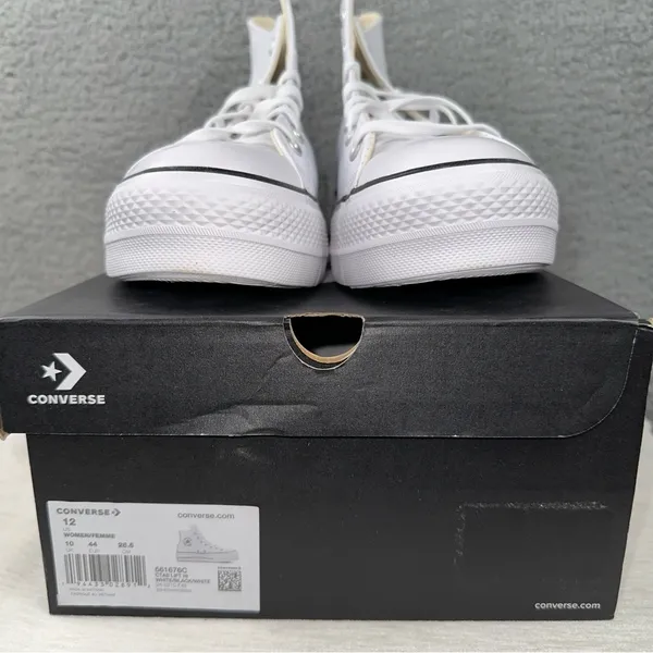 Converse Shoes Womens 12 White Leather Chuck Taylor All Star Platform Sneakers - Image 4