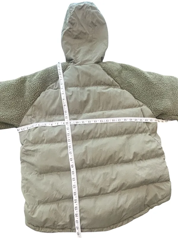 Anthropologie Pilcro Green Swing Puffer Jacket Sherpa Fleece Sleeve Coat Size S - Image 9