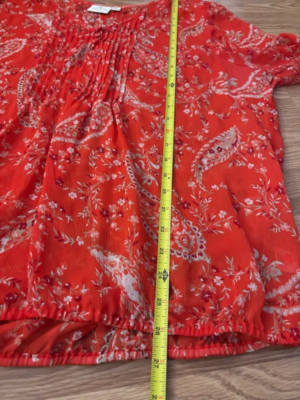 St. John's Bay Orange Paisley V-Neck Peasant Blouse Size 1X - Image 6