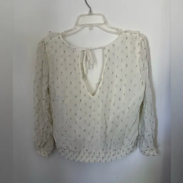 Abercrombie & Fitch Metallic Dot Ruffle Wrap Top Size S - Image 14