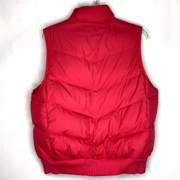 GAP Womens Large Pink Puffer Vest Full Zip‎ Pockets Big Snap Cinched Waist - Image 6