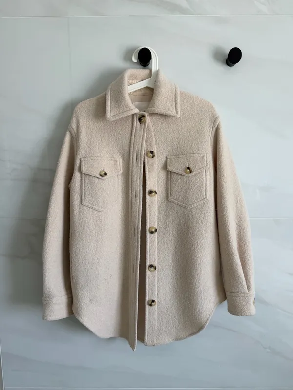 Aritzia Wilfred 100% Merino Wool Ganna Shirt Jacket in Heather Bone - Image 2