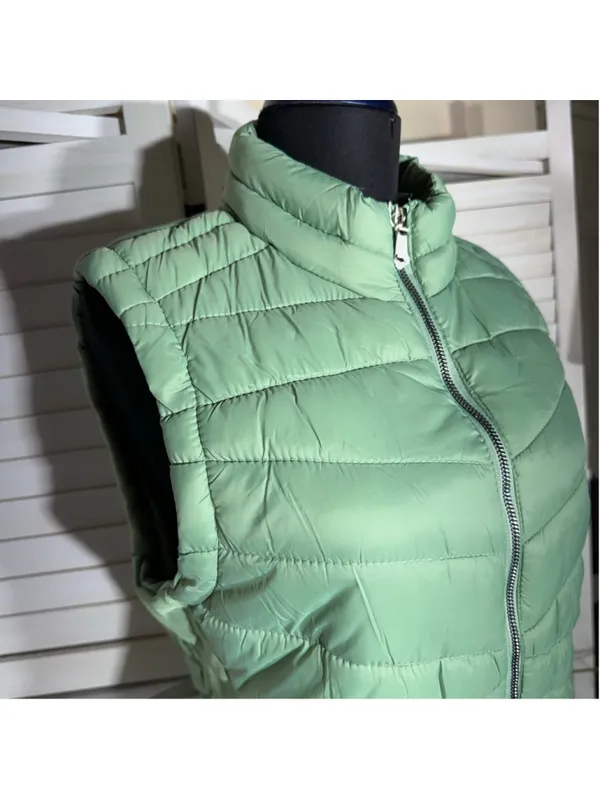 Roosevelt light green puffer vest quilted fleece lined outerwear hiking skiing L - Image 5