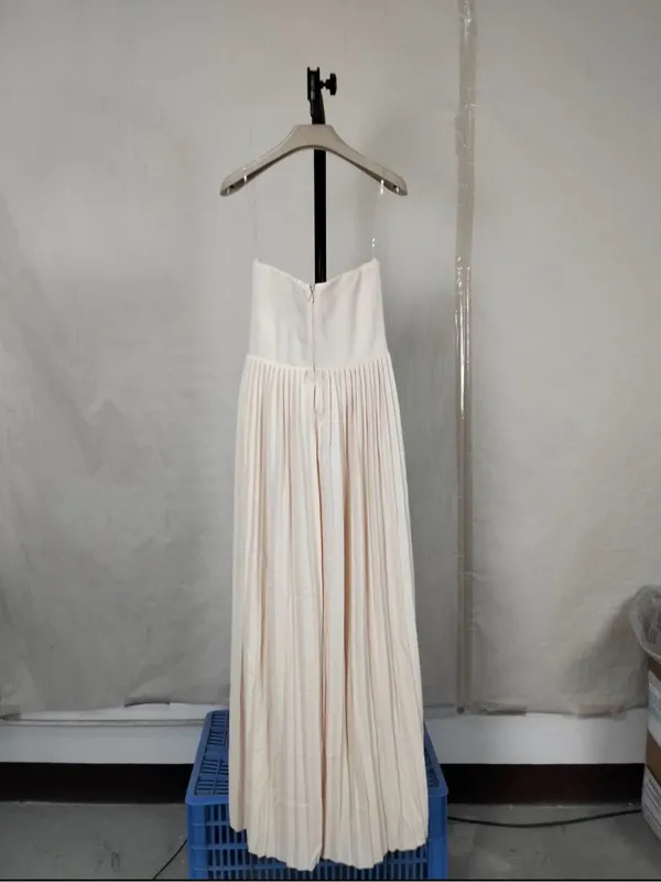 House of CB Marcella Ivory Strapless Pleated Maxi Dress in Cream L - Image 6