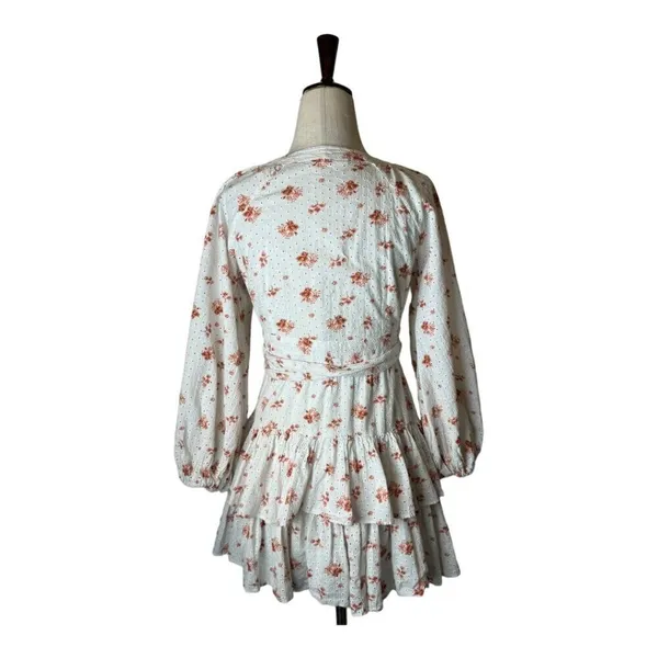 Maia Bergman Floral Wrap Dress Women XS‎ White Boho Ines Boho Cottagecore Mini - Image 4