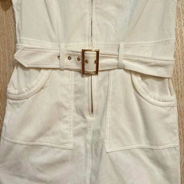 Women's Large Corduroy Mini Dress with Short Sleeves - Image 3