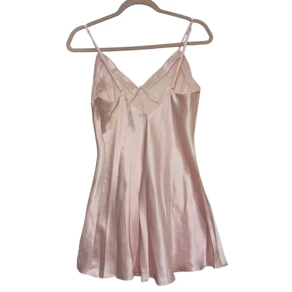 Frederick’s of‎ Hollywood Mini Satin Dress Baby Pink Hearts Print Vintage Small - Image 2
