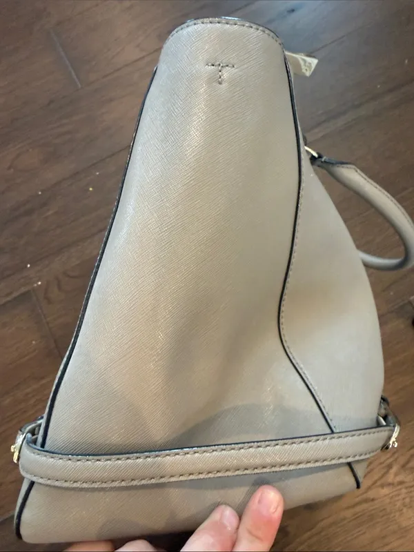 Tory Burch Robinson Tote French Grey Crossbody Bag Shoulder Strap Double Zip - Image 10
