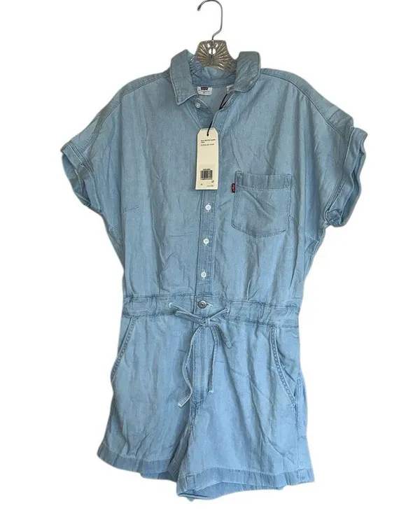 NWT LEVIS Roomy Overalls Romper Female Levis Light Jeans Color - Image 11