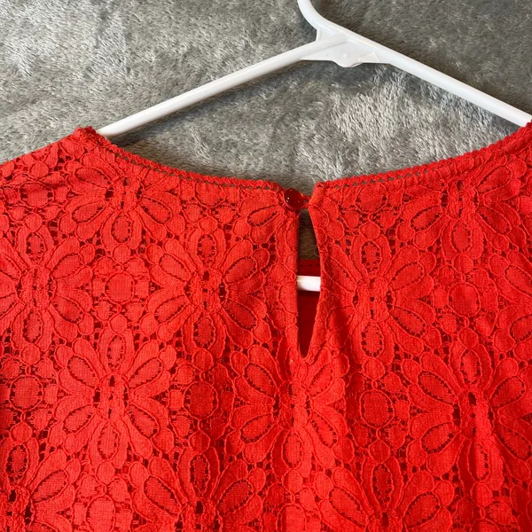 Moulinette Soeurs Anthropologie Flare Sleeve Lace‎ Peplum Blouse Orange Sz 0 - Image 3