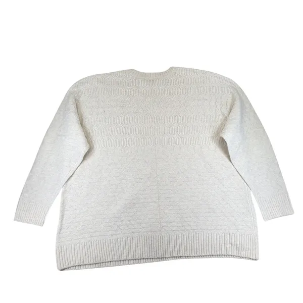 CJ Banks Womens 1X Cream Textured Knit Crew Neck Pullover Sweater NWT 006138 - Image 2