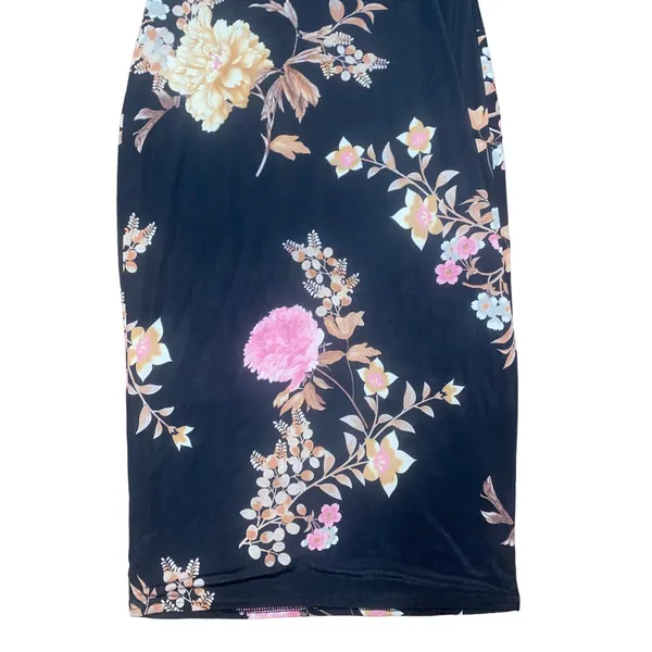 Missguided Navy Blue Floral Sleeveless Halter Midi Dress Women's Size US 8 - Image 8