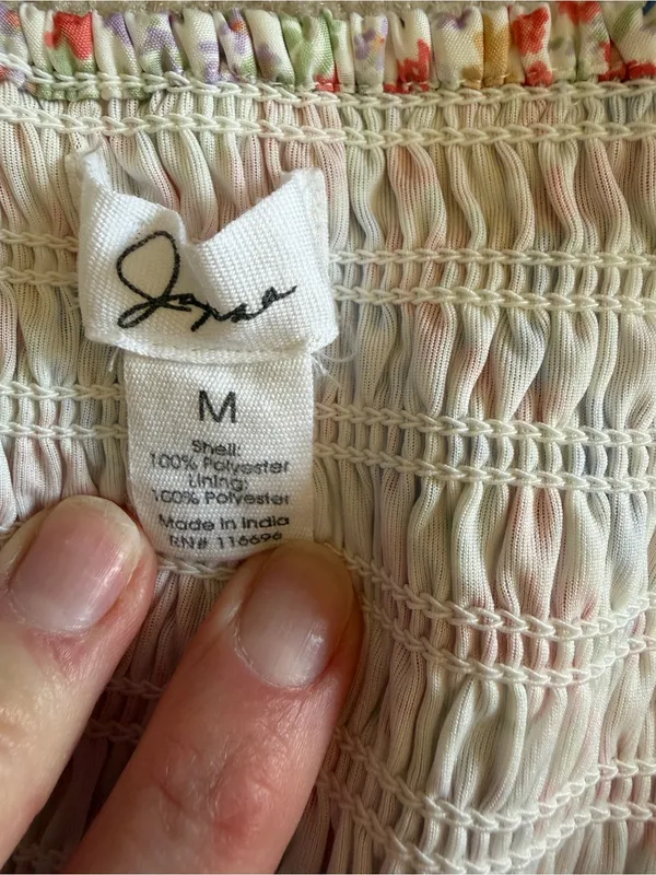 Jopna Floral Smocked Peplum Blouse Square Neck Balloon Sleeve M - Image 5