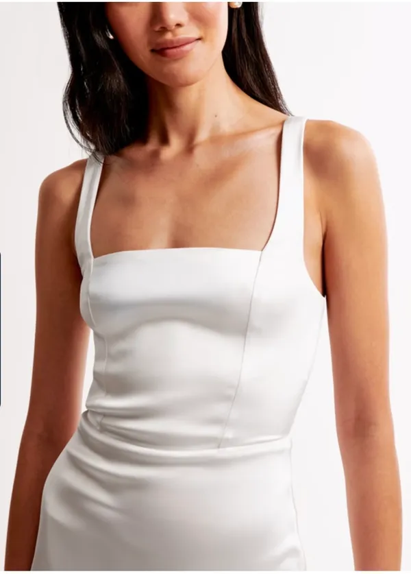 Abercrombie & Fitch Sculpting Stretch Satin Midi Dress - Image 2