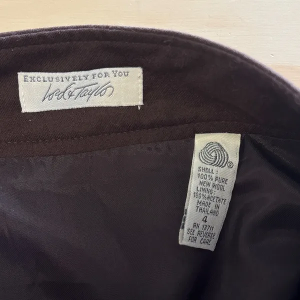 Vintage Lord & Taylor Brown 100% Pure New Wool Button Wrap Mini Skirt Size 4 - Image 7