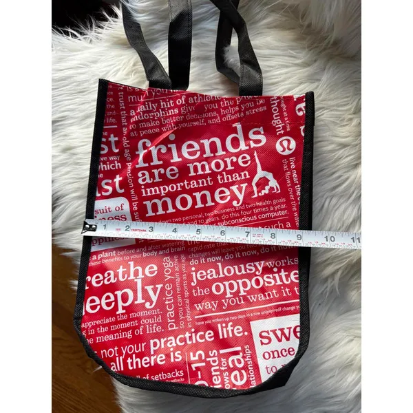 Red and White Lululemon Tote Bag with Black Handles - Image 3