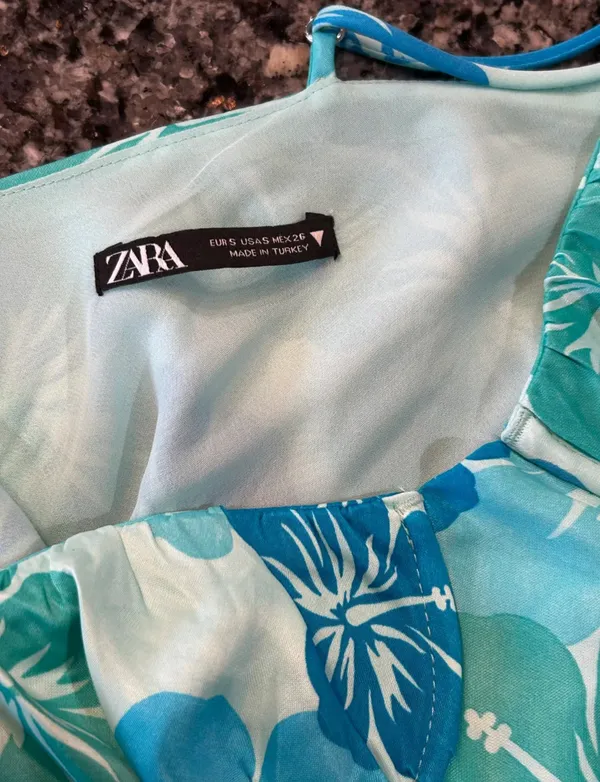 Zara Hawaiian Blue Dress - Image 5