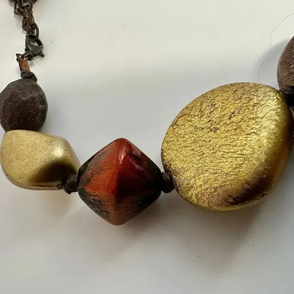 JS gold tone and brown chunky choker necklace - Image 7