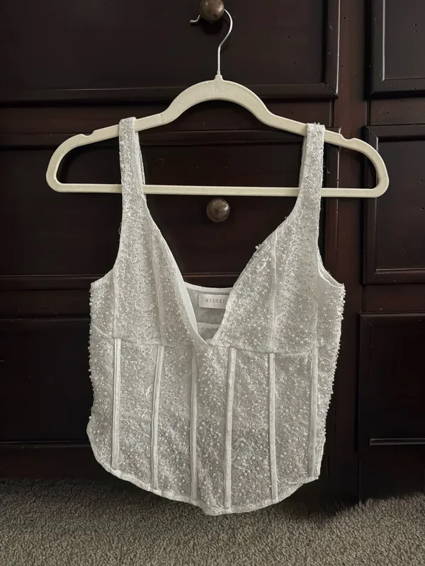 Meshki Elsie Pearl Beaded Bustier Corset Top Bridal - Image 2