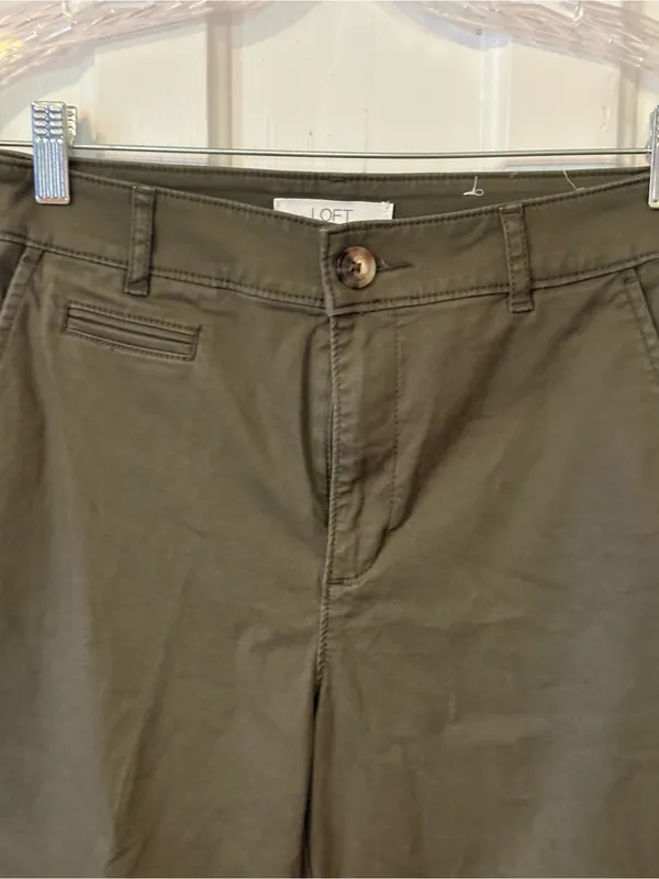 LOFT Women Wide-Leg Chinos in Olive Green - Image 2