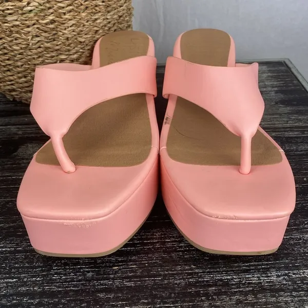 L*Space Pink Platform Wedge Thong Shoes 8 - Image 3