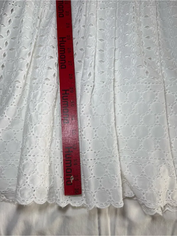 Old Navy Lined Y2K Dress Size 12 Cotton Tank Peasant Cottage core White Eyelet - Image 2
