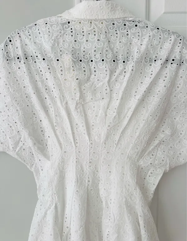 Anthropologie The Tobie Eyelet Mini Shirt Dress by Exquise, Size SP - Image 16
