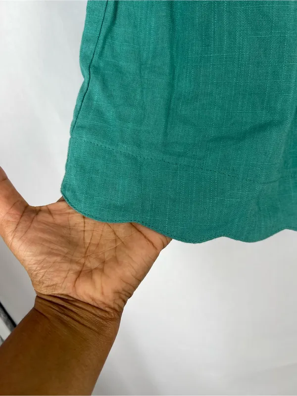 Umgee USA Teal Linen Blend Scallop Hem Shorts Size XL NWT - Image 4