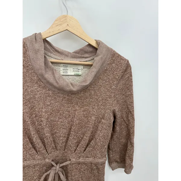 Anthropologie Saturday Sunday Sweater Dress Women Scoop Neck Tie Waist Half Sleeve Sz Small‎ - Image 5