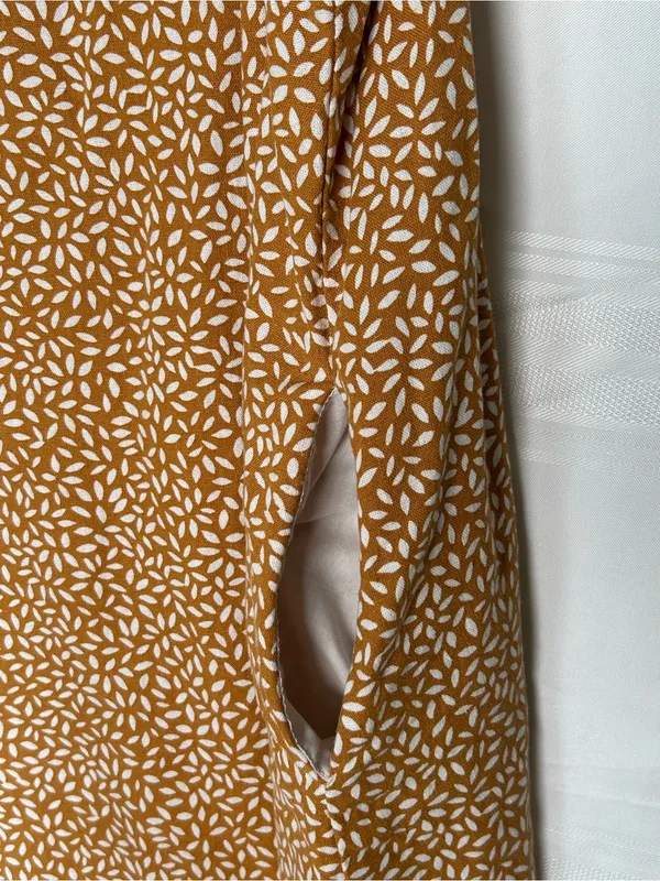 Ava & Viv 2X Sleeveless Orange with White floral Print Smock Dress with pockets - Image 3