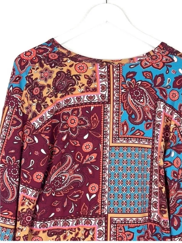 NWT Zara patchwork boho western floral long sleeve mini dress NEW size M medium - Image 5