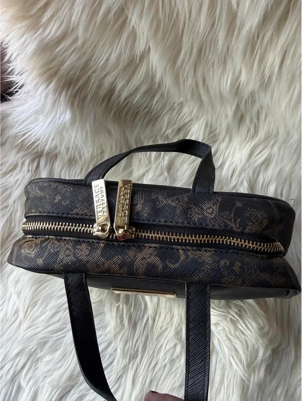 Versace Parfums Black and Brown Logo Cosmetic Bag - Image 3