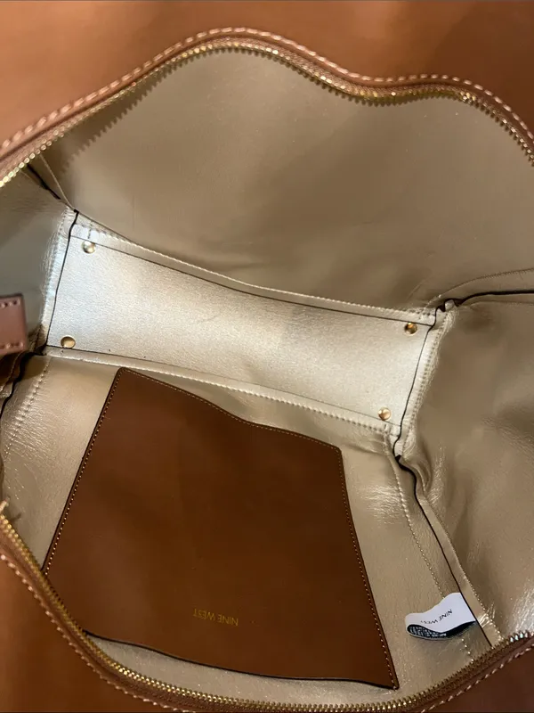 Nine West Cognac Brown Structured Tote - Image 6