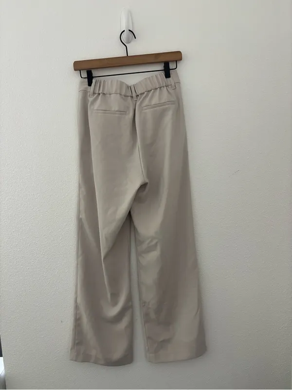 Quince stretch crepe pleated wide leg pants in sand - Image 3