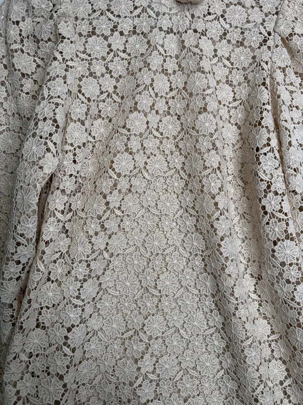 Sézane Elegant Jordyna Cream Floral Lace Longsleeve Ruffle Blouse | 34 - Image 4