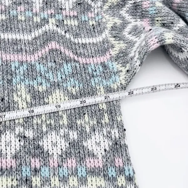 Vintage 80s 90s Croquet Club Women's Soft Pastel Grey Acrylic Knit Sweater Ski - Image 8