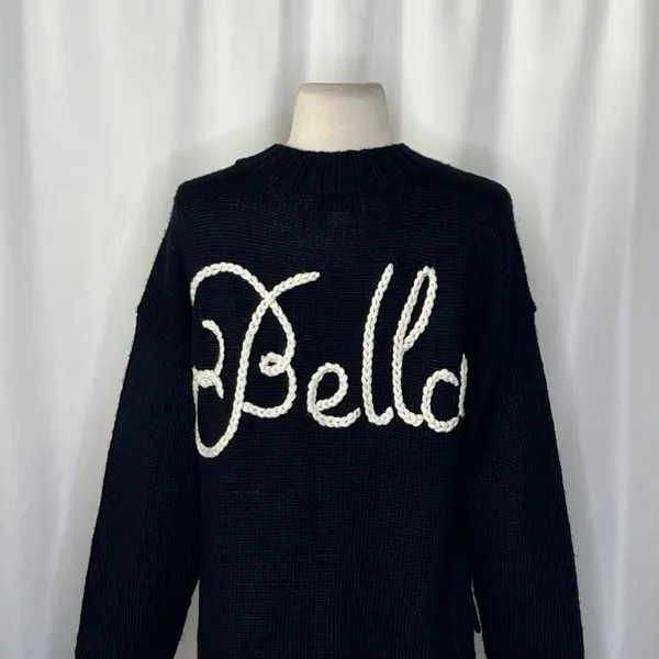 WILDFOX Couture Dinner Party‎ Ciao Bella Black White Embroidered Sweater Small - Image 10
