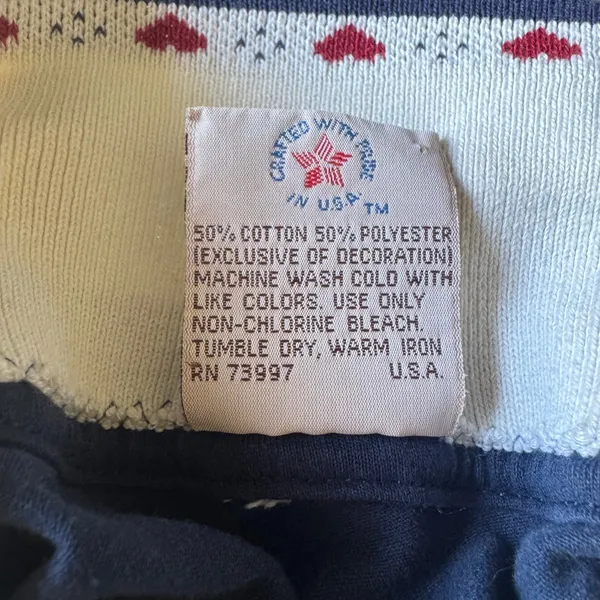 Vintage Valories Folk Art Applique Blue Shirt Angel Rules Hearts L USA 80s 90s - Image 5