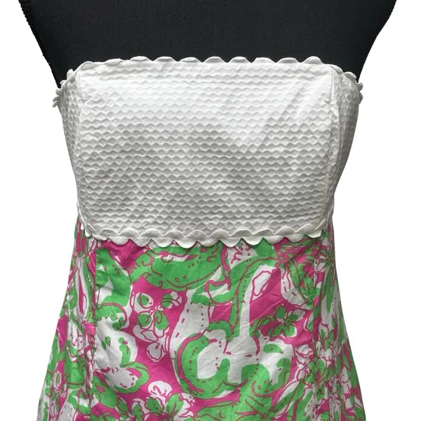 Lilly Pulitzer Franco Hotty Pink Forgot My Trunks Strapless Tie Back Dress‎ 6 - Image 2